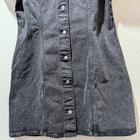 H&M Fitted Denim Dress in Black - Picture 3 of 7